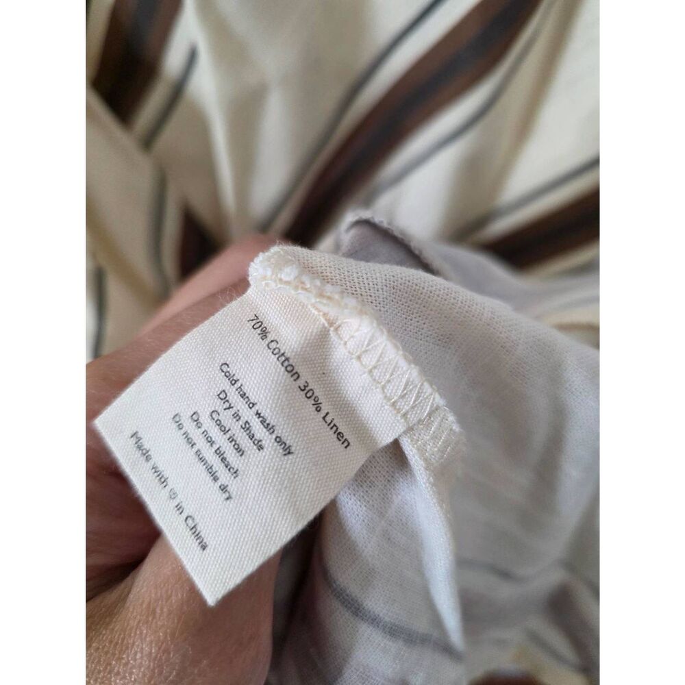 VRG GRL Opal Linen Maxi Dress Open Back Striped Cream Brown Size 8 - Picture 4 of 10